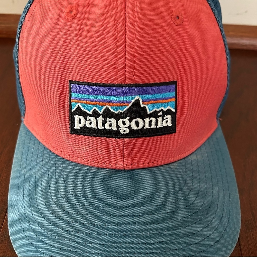 Patagonia Men All Size P-6 Logo Lowpro Trucker Snapback Hat Orange blue - Picture 4 of 6
